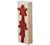 Rayher timbro natalizio angelo con stella, gomma su supporto in legno, 4x12cm, per decoro regali fai da te, biglietti d’auguri, etichette, decorazioni natalizie, 28769000