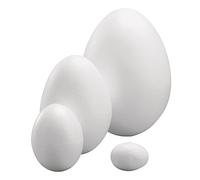 Rayher Uovo Di Polistirolo, 2 Pezzi, Suddiviso In 2 Semi Gusci, Altezza 15 Cm, Bianco, Da Riempire, Colorare E Decorare, Uovo Di Pasqua, 3304000