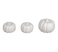 Rayher zucche in polistirolo, 3 pezzi, 1 pezzo 7x6cm, 2 pezzi 5,5x4cm, bianco, per decorazioni autunnali e Halloween, da colorare e decorare, 33493000