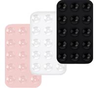Rayibuir 3 supporti per telefono in silicone a doppia faccia, compatibili con custodie iPhone e Android, supporto mobile con ventosa rimovibile, per selfie e video (nero, bianco, rosa chiaro)