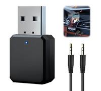 Raykce Adattatore Bluetooth 5.1 per Auto con Cavo Audio da 3,5 mm Ricevitore Audio Portatile con Uscita AUX e USB per Stereo, Computer, Cuffie, TV e Auto.