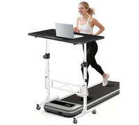 RayLove Scrivania regolabile in altezza con ruote, scrivania mobile per computer con 4 ruote richiudibili, scrivania in bianco e nero, compatibile con tapis roulant e tapis roulant, nero