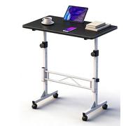 RayLove Scrivania regolabile in altezza con ruote, scrivania mobile per computer con 4 ruote richiudibili, in bianco e nero, compatibile con tapis roulant & Walking Pad, 80 cm x 40 cm, altezza 70