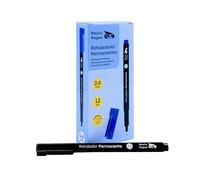 Raylu Paper 12 pennarelli indelebili a punta fine da 0,6 mm, colore nero, ad asciugatura rapida, resistenti all'acqua e allo sbiadimento, per scuola e uso professionale (nero, 0,6 mm)