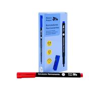 Raylu Paper 12 Pennarelli Permanenti a Punta Fine, 0,6 mm, Pennarello Permanente Rosso ad Asciugatura Rapida, Resistente all'Acqua e allo Sbiadimento, per Ufficio e Scuola (rosso, 0,6mm)