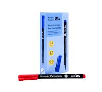 Raylu Paper 12 Pennarelli Permanenti a Punta Fine 1mm, Pennarello Permanente Rosso ad Asciugatura Rapida, Resistente all'Acqua e allo Sbiadimento, per Ufficio e Scuola (Rosso, 1 mm)