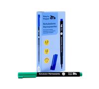Raylu Paper 12 Pennarelli Permanenti a Punta Fine 1mm, Pennarello Permanente Verde ad Asciugatura Rapida, Resistente all'Acqua e allo Sbiadimento, per Ufficio eScuola (Verde, 1mm)
