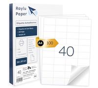 Raylu Paper® - Carta Adesiva A4 Bianca per Stampante | 100 Fogli di Etichette Autoadesive in Carta | Compatibile con Stampanti Inkjet, Laser e Fotocopiatrici | Fogli Adesivi 52 x 30 mm