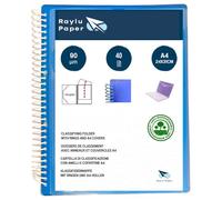 Raylu Paper® Cartella classificatrice con anelli con buste trasparenti A4 da 90 micron e busta con chiusura in velcro, coperchio personalizzabile. Cartella di buste 100% biodegradabile (40