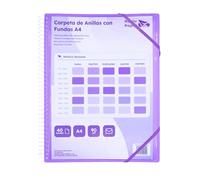 Raylu Paper® - Cartella classificatrice con anelli trasparenti A4 da 90 micron e busta con chiusura adesiva, coperchio personalizzabile. Cartella di buste 100% biodegradabile (40 custodie, viola)