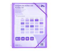 Raylu Paper® - Cartella classificatrice con anelli trasparenti A4 da 90 micron e busta con chiusura adesiva, coperchio personalizzabile. Cartella di buste 100% biodegradabile (20 custodie, viola)