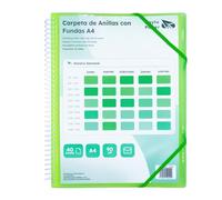 Raylu Paper® - Cartella classificatrice con anelli trasparenti A4 da 90 micron e busta con chiusura adesiva, coperchio personalizzabile. Cartella di buste 100% biodegradabile (40 custodie, verde)