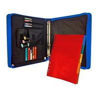 Raylu Paper - Cartella portadocumenti A4 con anelli e chiusura a zip, organizer per notebook con separatori colorati per conferenze, viaggi e studi (blu)
