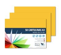 RAYLU PAPER - Cartoncini Colorati A3, 50 Pezzi Fogli Colorati 180g/m², 297 x 420 mm, Carta Colorata Proffesionale per l’ufficio e per l'artigianato (Giallo Canarino)