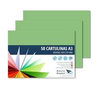 RAYLU PAPER - Cartoncini Colorati A3, 50 Pezzi Fogli Colorati 180g/m², 297 x 420 mm, Carta Colorata Proffesionale per l’ufficio e per l'artigianato (Verde Mela)