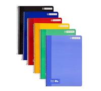 RAYLU PAPER - Confezione da 6 quaderni con copertina rigida con spirale, 80 fogli da 70 g, quaderni dai colori vivaci, quaderni per scuola, ufficio, appunti e studio (A4, quadretti 4 mm)