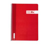 RAYLU PAPER - Confezione di quaderni A4 con spirale e copertina in polipropilene resistente, 80 fogli da 90 g, quaderno dai colori vivaci per appunti, studio, ufficio e università (rosso, rigatura 3,5