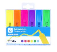 Raylu Paper - Evidenziatori Fluo con Punta Bisellata, Set di 6 Evidenziatori Tinta Unita 2-5 mm, per Studio, Ufficio e Organizzazione (Fluo, 6 pz)