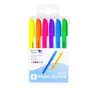Raylu Paper - Evidenziatori Fluo Neon con Punta a Scalpello, Set Evidenziatori da 6 con Tratto 1-4 mm, Highlighters per Studio, Ufficio e Organizzazione (Neon)
