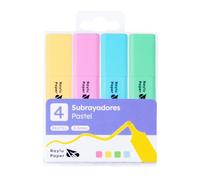 RAYLU PAPER - Evidenziatori Pastello con Punta Bisellata, Set di 4 Evidenziatori 2-5 mm, per Studio, Ufficio e Organizzazione (Pastello, 4 pz)