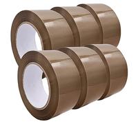 RAYLU PAPER - Nastro da imballaggio per sigillare scatole di cartone e pacchetto, nastro adesivo resistente da 45 micron, rotoli di tenuta da 50 mm x 132 m (6 unità, marrone)