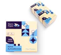 Raylu Paper - Note Adesive, Confezione da 12 Blocchetti da 100 Foglietti Gialli Autoadesivi; Ideali per Ufficio, Studio e Preparazione Agli Esami (75x75mm)
