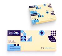 Raylu Paper - Note Adesive, Confezione da 12 Blocchetti da 100 Foglietti Gialli Autoadesivi; Ideali per Ufficio, Studio e Preparazione Agli Esami (50x40mm)
