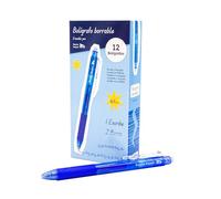 RAYLU PAPER - Penna cancellabile retrattile, inchiostro gel, punta da 1 mm e tratto da 0,7 mm. (12 blu)