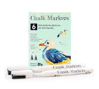 RAYLU PAPER - Pennarelli a Gesso Liquido Cancellabili, Pennarello Bianco per Lavagna con Punta Reversibile 3 mm/6 mm, Pennarelli per Vetro e Lavagna Nera/Bianca (6 Bianchi)