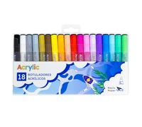 Raylu Paper Pennarelli Acrilici Colori Vivaci, Pennarello Acrilico Multisuperficie con Punta Rotonda da 2 mm, Alta Pigmentazione, Inchiostro Coprente e Asciugatura Rapida (Vivaci, 18 pz)