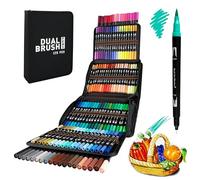 RAYLU PAPER - Pennarelli Lettering a doppia punta, astuccio di pennarelli, punta pennello e punta fine, professionali, pennello, pennarelli acquerellabili per disegni, calligrafia, Mandala (120 unità)