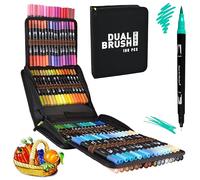 RAYLU PAPER - Pennarelli Lettering a doppia punta, astuccio di pennarelli punta pennello e punta fine professionale, pennello penna acquerellabile per disegni, calligrafia, Mandala (100 pezzi)