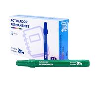 RAYLU PAPER Pennarelli permanenti con punta da 2 mm, pennarello permanente resistente all'acqua e allo sbiadimento ad asciugatura rapida, ideale per carta, plastica, metallo e tessuto (12, verde)