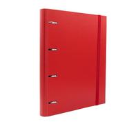 Raylu Paper®,Raccoglitore 4 anelli con 6 divisori colorati e pezzi di ricambio da 100 fogli A4 da 90 gr con griglie 4x4 mm, raccoglitore con 4 anelli da 30 mm. sistema rado, dorso da 60 mm. (rosso)