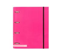 Raylu Paper - Raccoglitore a 4 anelli con ricambio A4 da 100 fogli 5 x 5 mm e 6 separatori di colori, carpano con chiusura in gomma elastica (rosa)