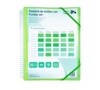 Raylu Paper® - Raccoglitore ad anelli con buste trasparenti A4 da 90 micron e busta con chiusura in velcro, copertina personalizzabile. Cartellina buste 100% biodegradabili (50 federe, verde)