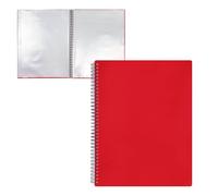 RAYLU PAPER - Raccoglitore con buste trasparenti in plastica A4 e coperchio in polipropilene opaco resistente, cartellina per documenti con buste per uso scolastico e ufficio (30 tasche, rosso)