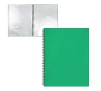 RAYLU PAPER - Raccoglitore con buste trasparenti in plastica A4 e coperchio in polipropilene opaco, resistente, cartellina per documenti con buste per uso scolastico e ufficio (40 tasche, verde)