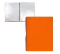RAYLU PAPER - Raccoglitore con buste trasparenti in plastica A4 e coperchio in polipropilene opaco resistente, cartellina per documenti con buste per uso scolastico e ufficio (20 custodie, arancione)