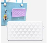 Raymall Custodia in silicone per borsa Bogg, accessori con cerniera compatibile con Simple Modern Beach Tote L/XL, supporto per telefono per borsa Bogg, adatta a tutti i telefoni cellulari, bianco