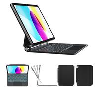RAYMCRAFT Custodia per iPad di 10a generazione con tastiera, supporto per tastiera in stile magico, tasti retroilluminati a molla, superficie antimacchia, trackpad multi-touch, custodia per tastiera