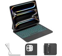 RAYMCRAFT Custodia per tastiera per iPad Pro 13'' (M5/M4), supporto | Tastiera magica retroilluminata a 11 colori, fibbia a matita, superficie antimacchia, tastiera magica per iPad Pro 33 cm
