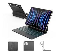 RAYMCRAFT per iPad Air 11" (M3 2025 / M2 2024) e iPad Pro 11" (1a/2a/3a/4a generazione), tastiera magica per Air 4/5 11", tasti retroilluminati a molla, superficie antimacchia, trackpad multi-touch