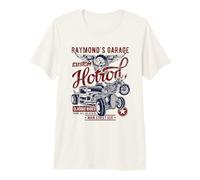Raymond's Garage Hotrod Classic Rides Design Invecchiato Maglietta Premium