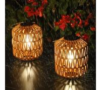 Rayofly 2 Pezzi Lanterna Solare per Esterno, Lampade Solari Boho per Esterno da Appendere/Appendere, Lanterne Solare per Esterno Resistenti alle Intemperie, Luci Solari da Giardino con Lampadina LED