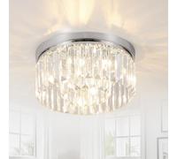 Rayofly Lampadario Moderno in Cristallo, Plafoniera in Cristallo a 6 Luci per Soggiorno, Plafoniera in Cristallo per Soggiorno, Plafoniera in Cristallo Cromata per Camera da Letto, Corridoio, G9