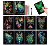 Rayong 2 Set Scratch Art,Scratch Paper Art Notes per Bambini Set,Arcobaleno da Grattare Regali Giocattoli educativi per Bambini, Regalo di Natale Regali per Ragazzi e Ragazze (Farfalla)