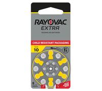 Rayovac 10 batterie per apparecchi acustici di dimensioni extra, a lunga durata, senza zinco, senza mercurio, 1,45 V, confezione migliorata a prova di bambino, riciclabili, 60 pezzi (10 confezioni da