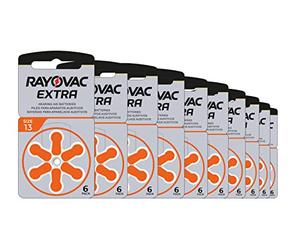 Rayovac Extra Advanced Batterie Acustiche Zinco Aria, Formato 13 Value Pack da 60 Batterie, Arancione