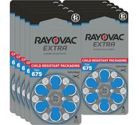 Rayovac Extra Advanced Batterie Acustiche Zinco Aria, Formato 675 Value Pack da 60 Batterie, Blu